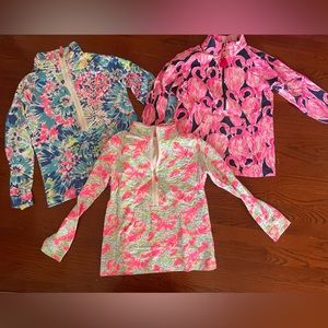 Lilly Pulitzer Girls Skipper Popover Top 1/2 Zip Lobstah Roll Flamingo Sz XL lot